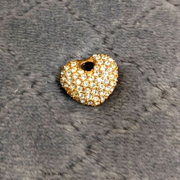 Vintage "Roman Brand" Goldtone and Rhinestone Heart Pendant - Picture 1 of 7